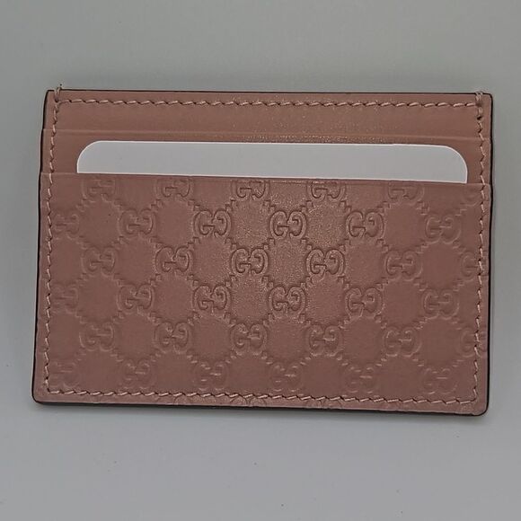 NEW Pink Gucci Micro Guccissima Card Holder Wallet - Picture 1 of 2